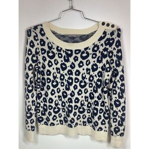 Gap Sweater, Women's Size‎ Medium, Cream With Navy Animal Print Cozy